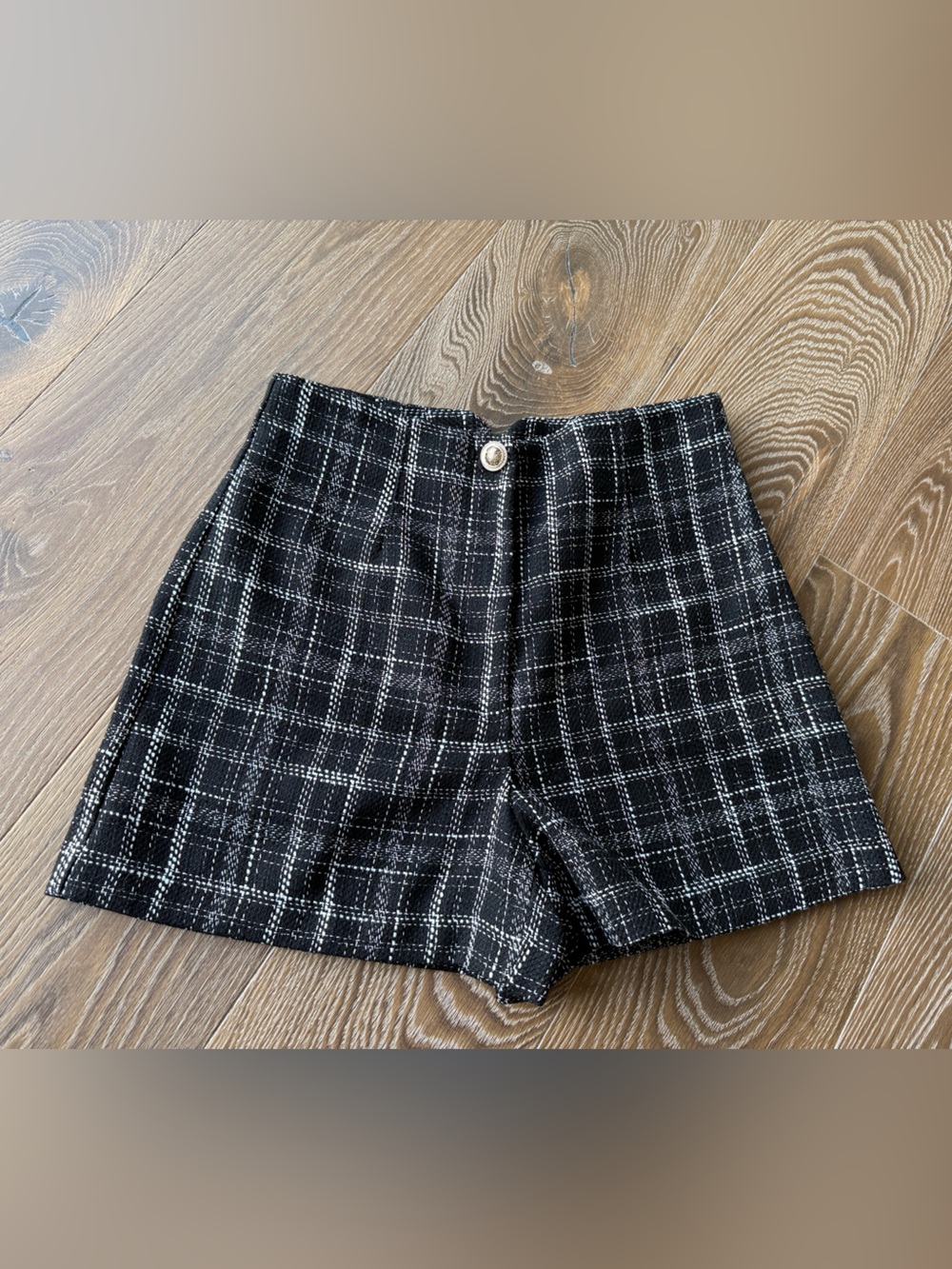 ZARA Black Plaid ‘Tweed’ Shorts